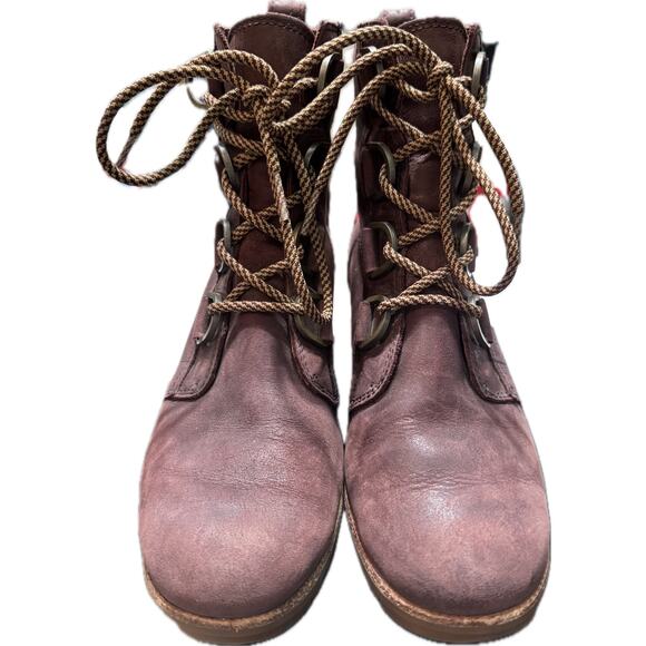 Sorel Cate Leather Lace Up Waterproof Maroon Redwood Boots Size 8.5 - Picture 4 of 12